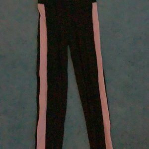 PINK Victoria Secret black and purple stripe leggings